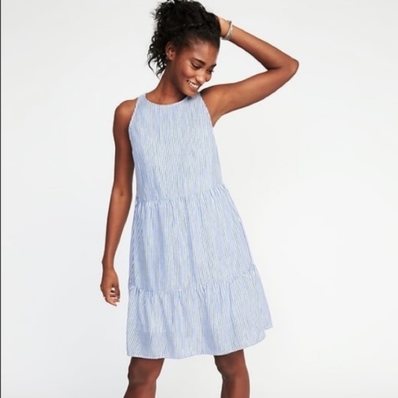 Old Navy Dresses & Skirts - old navy swing tier blue stripe dress